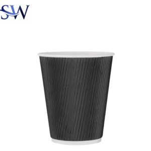 12oz Black Ripple Paper Cups – Pack of 500