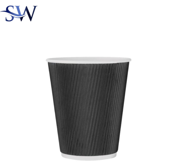 12oz Black Ripple Paper Cups – Pack of 500